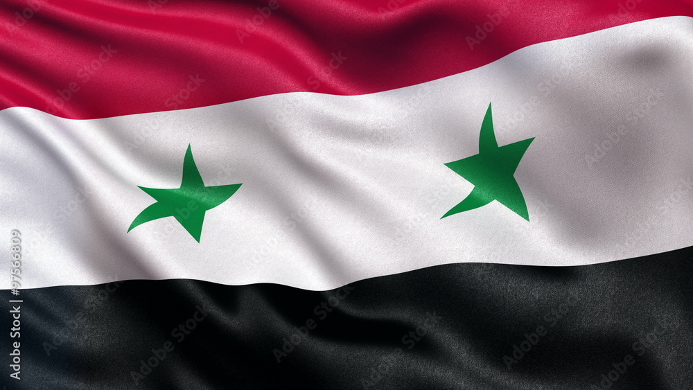 Realistic flag of Syria waving in the wind. Seamless loop with highly detailed fabric texture. Realistic flag of Syria waving in the wind. Seamless loop with highly detailed fabric texture.