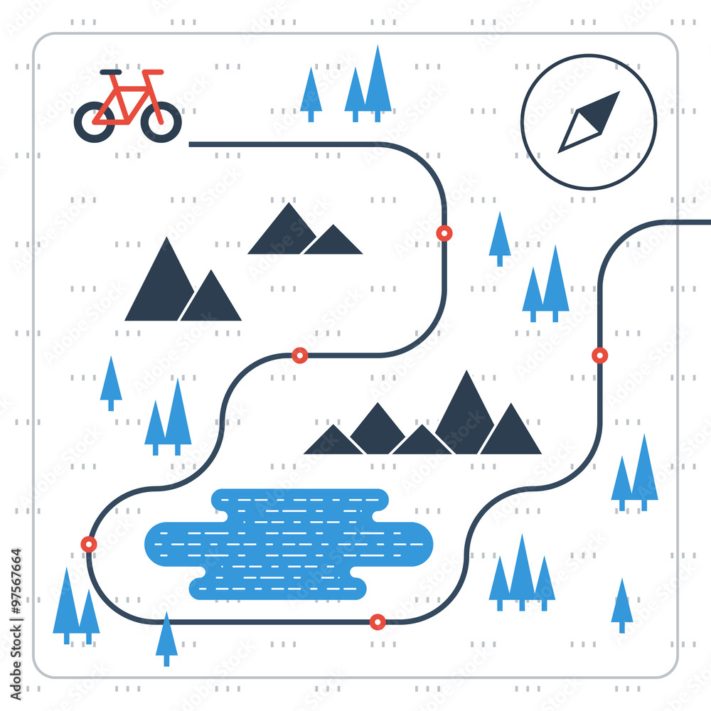 Obraz premium Cross country bicycle map