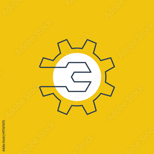 Auto service logo. Mechanic work, technology, engineering, industrial sign.