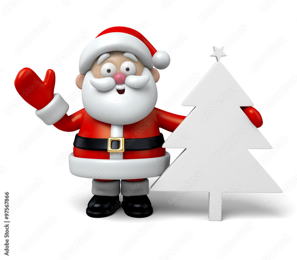 The Santa Claus and a christmas tree shaped board The Santa Claus and a christmas tree shaped board