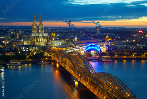 Bridge and old cathedral of Koln, Germany