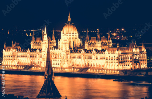 Hungarian Parliament at nighttime