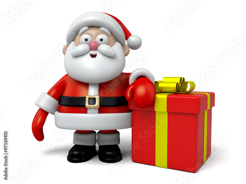 The Santa Claus and a gift box