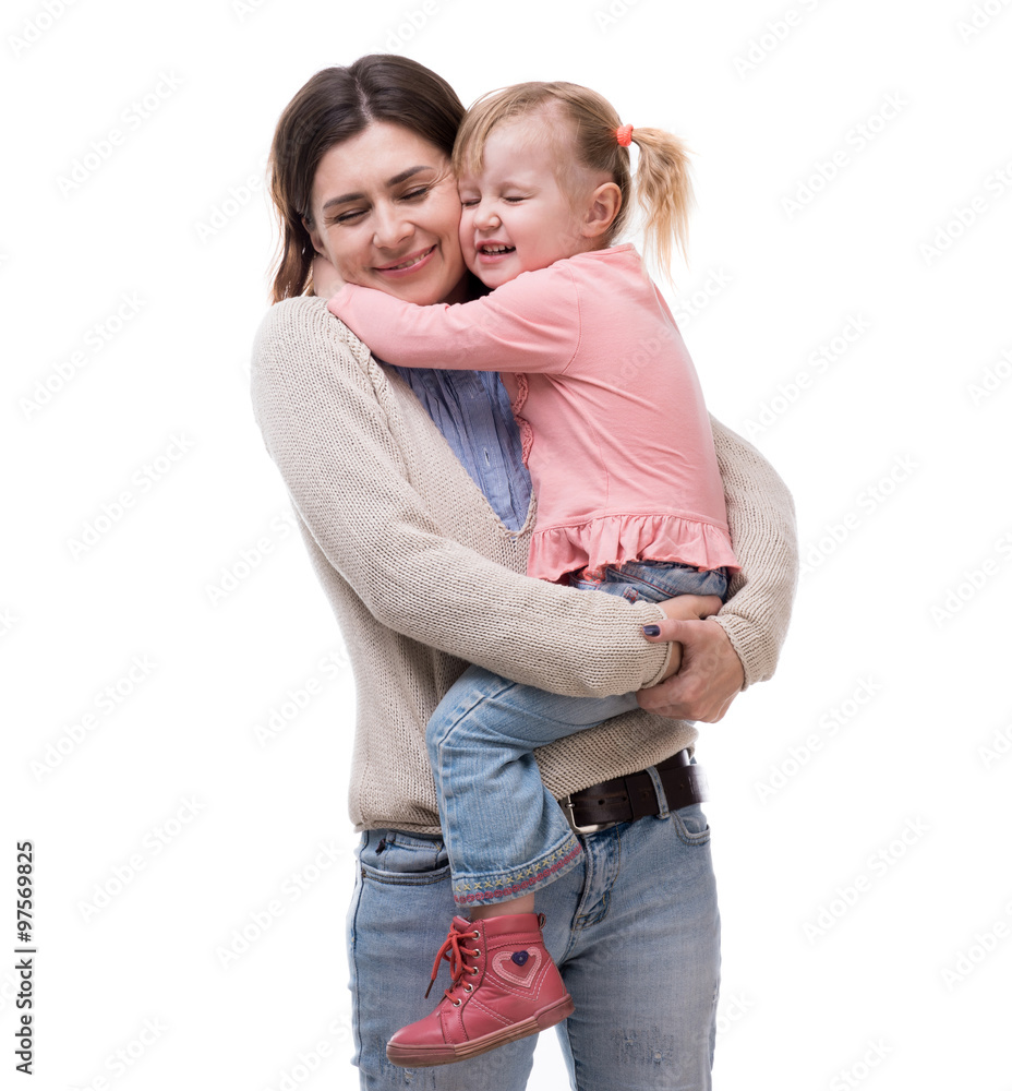 mother with little daughter in her arms hugging mother with little daughter in her arms hugging