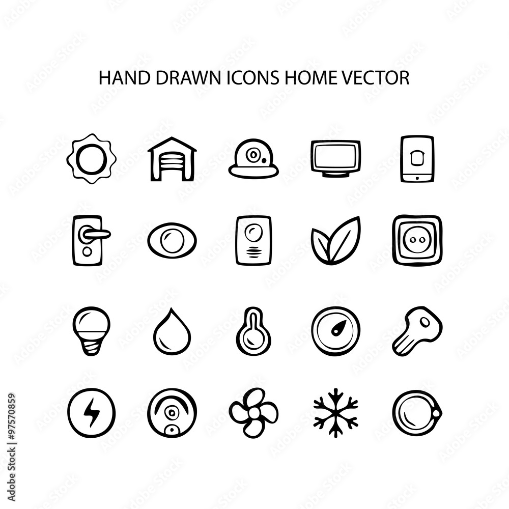 Set of web thin lines icons home vector illustration of black background Set of web thin lines icons home vector illustration of black background