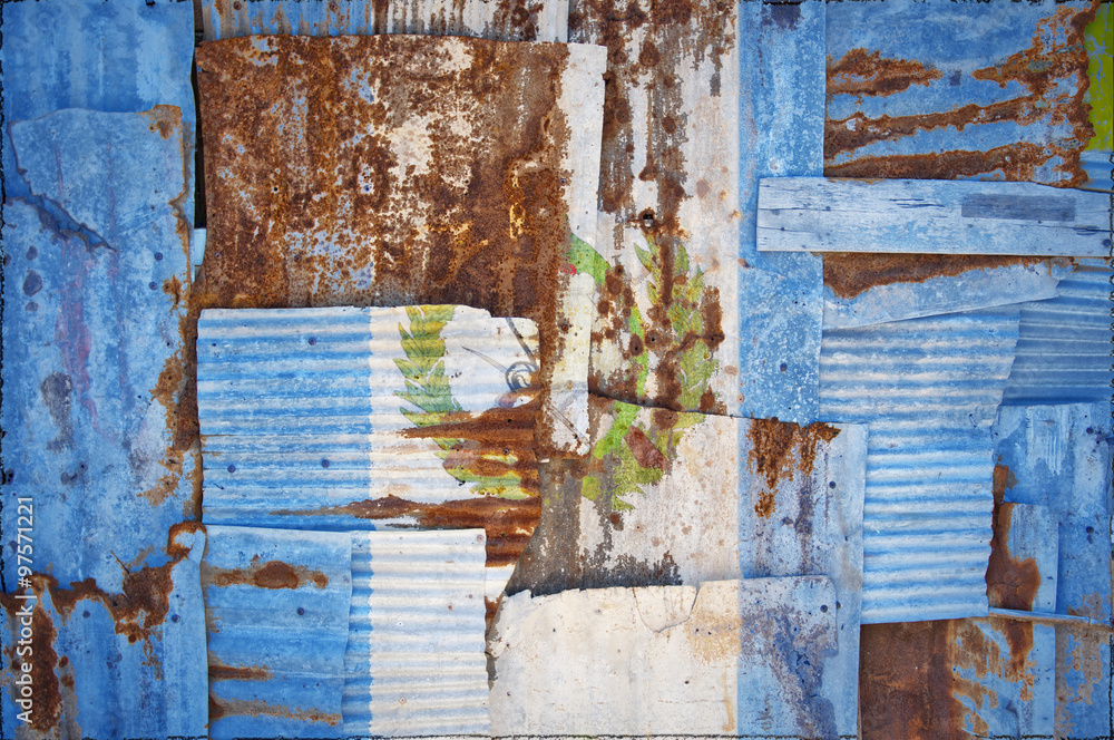Naklejka premium Corrugated Iron Guatemala Flag