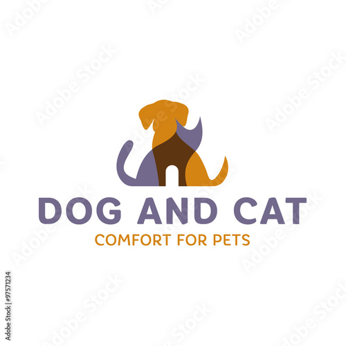 Dog and Cat with effect Overlay trend logo art