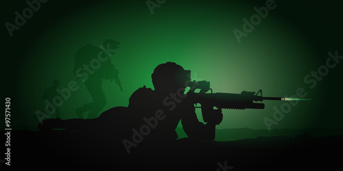 Billede på lærred SOLDAT Combat nocturne
