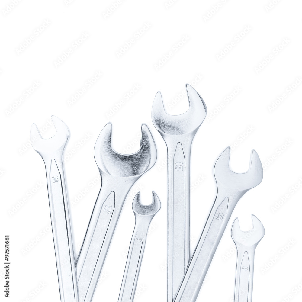 Set of spanners isolated on white background Set of spanners isolated on white background