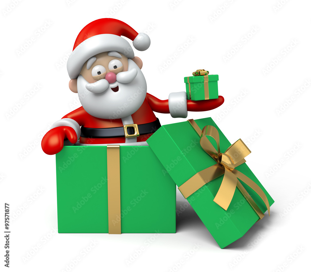 The Santa Claus and a big gift box The Santa Claus and a big gift box