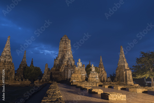 Ancient ruin of the temple Wat Chai Watthanaram in Ayutthaya  Thailand.