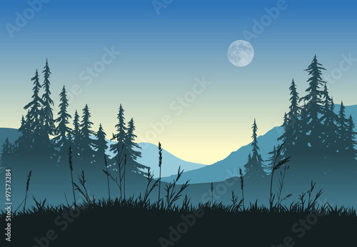 Landscape with full moon