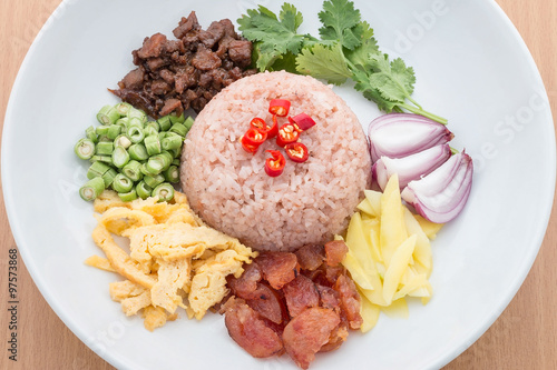 Fried rice with Shrimp paste, Thai food.