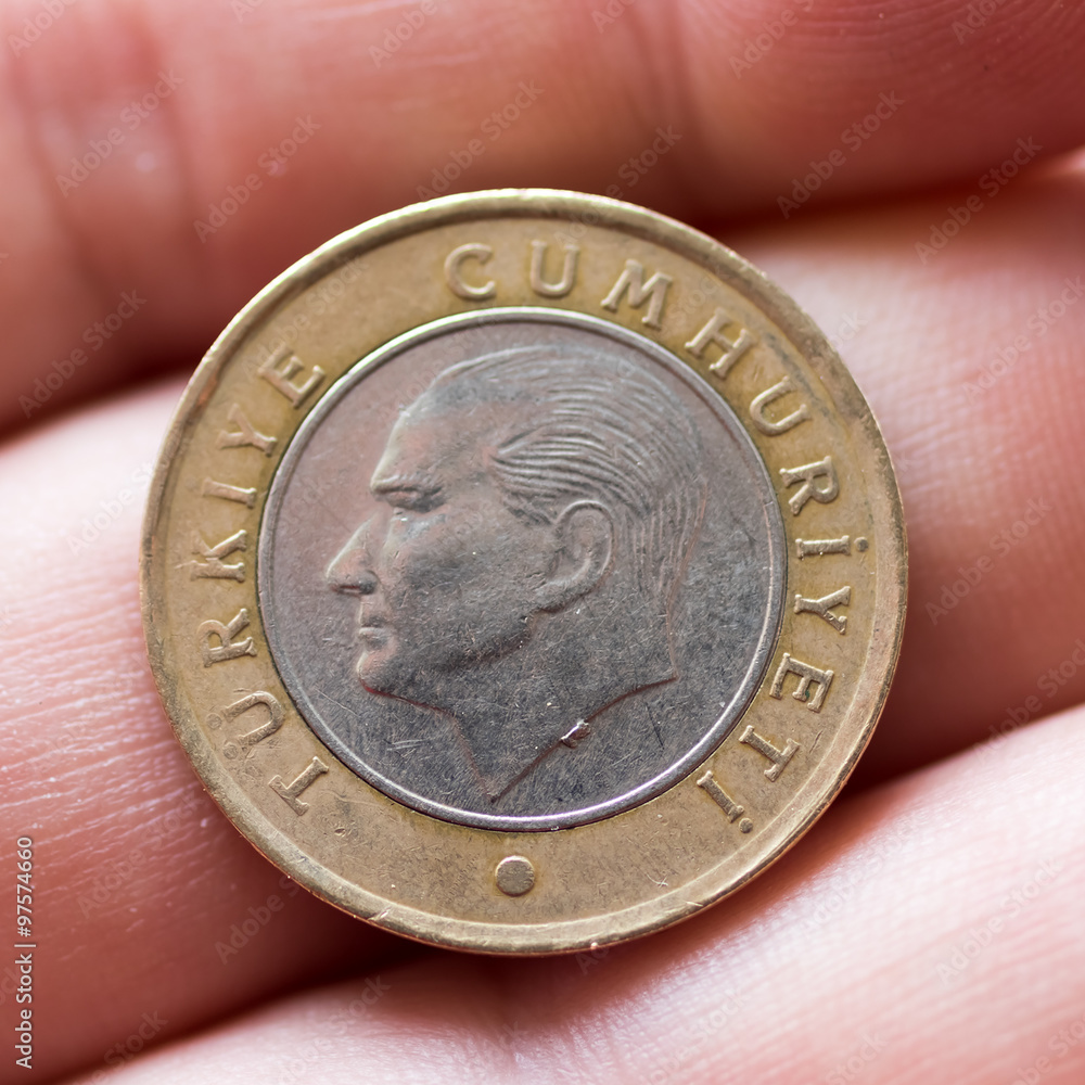 Turkish coin in the palm