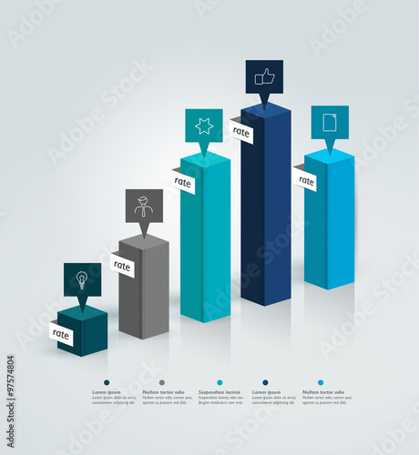 3D chart, graph. Info graphics bar.
