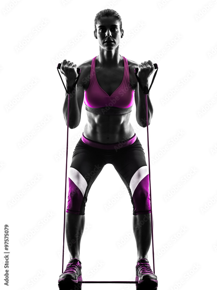 woman fitness resistance bands silhouette woman fitness resistance bands silhouette