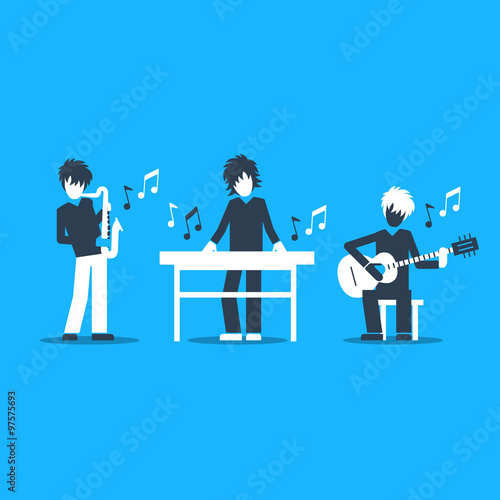 Jazz band performance. Bright attractive illustration for a cover or poster.