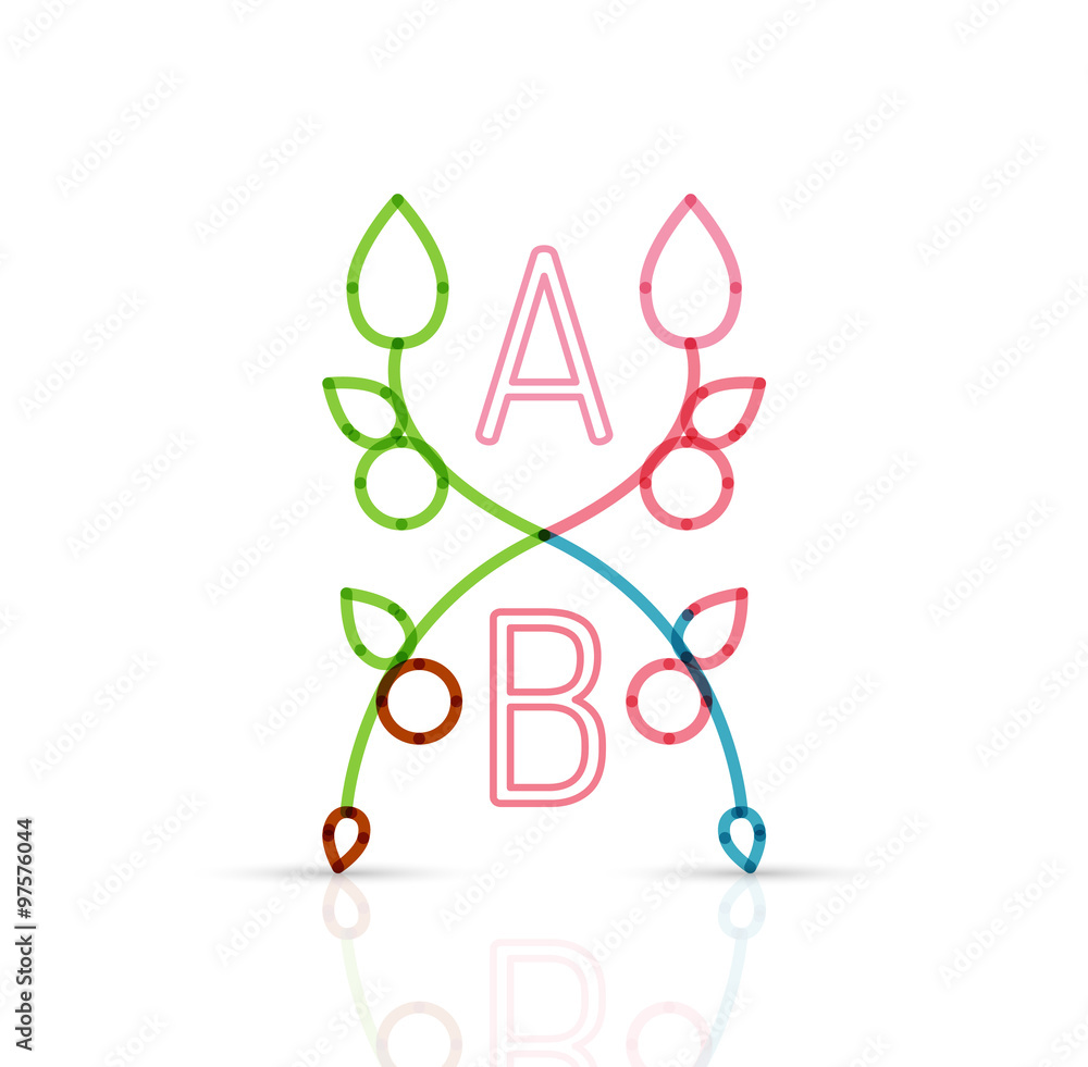 Abstract geometric linear hipster floral icon, frame design, flat style Abstract geometric linear hipster floral icon, frame design, flat style