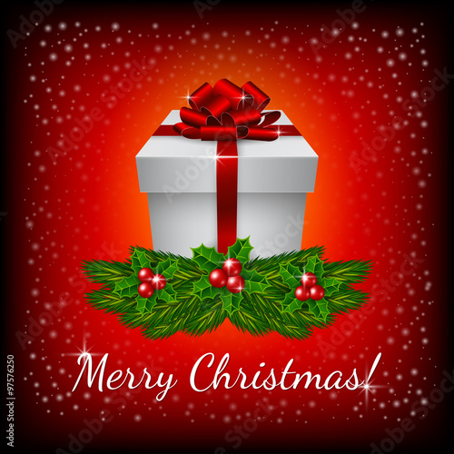 Christmas Gift Box on red background