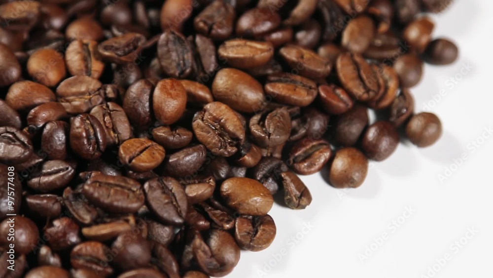 Roasted coffee beans. dolly shot Roasted coffee beans. dolly shot