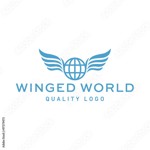 Free Download Winged logo planet earth abstract vector high-quality flat trend art - GFXLoad