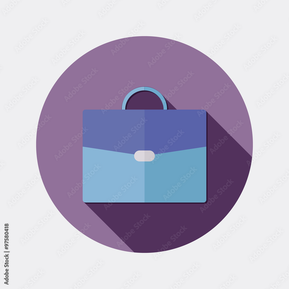 Flat design business office suitcase icon with long shadow Flat design business office suitcase icon with long shadow