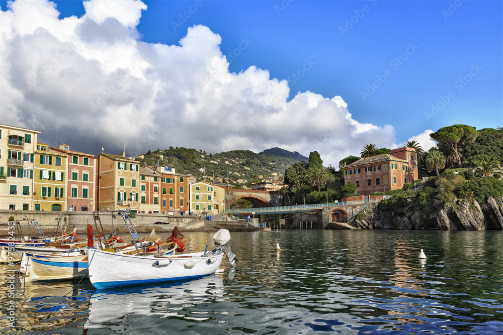 Picturesque buildings on the seashore of Nervi