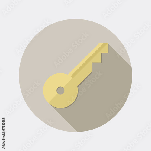  Flat design key icon with long shadow