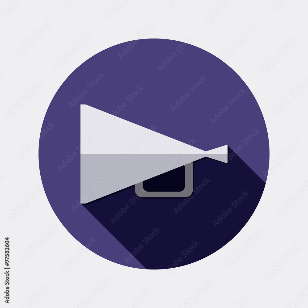 Flat design megaphone icon with long shadow Flat design megaphone icon with long shadow
