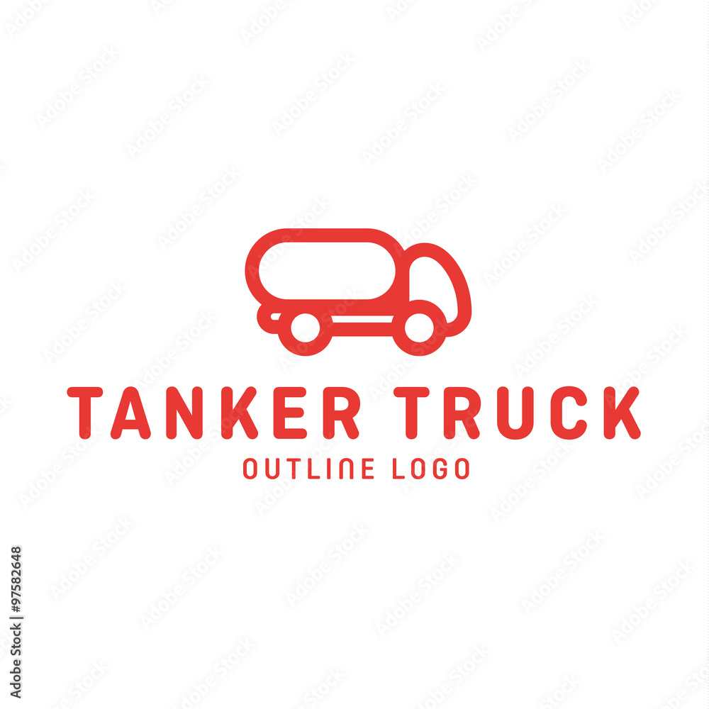 Truck trending an outline line quality vector logo style flat art