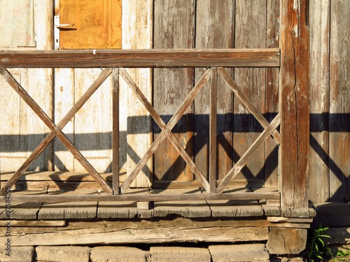 Valokuva detail of nice wooden bannister of old cottage