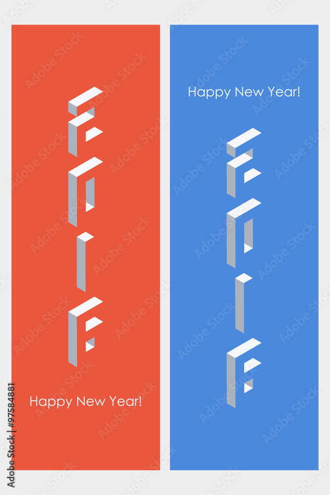 Happy new year 2016 isometric text design. Vector illustration. Happy new year 2016 isometric text design. Vector illustration.