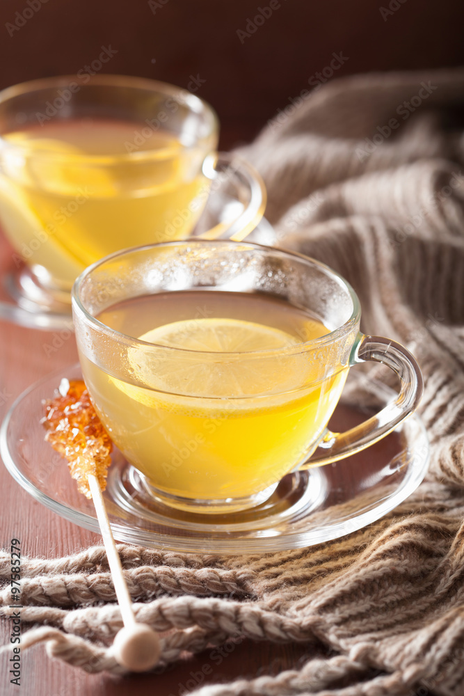 hot lemon ginger tea in glass cup hot lemon ginger tea in glass cup
