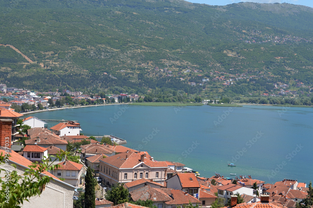 Lake Ohrid and city of Ohrid, Macedonia