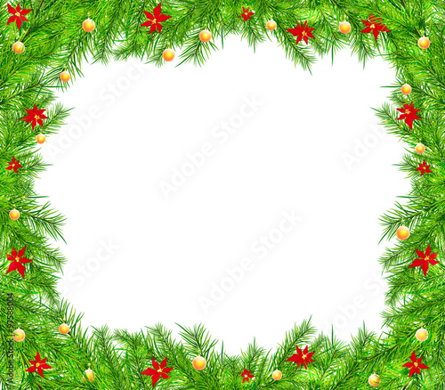 Christmas background with branch and balls