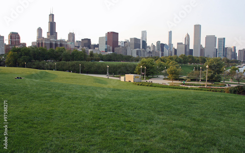 Chicago, Lower Hutchinson Field et la skyline, USA