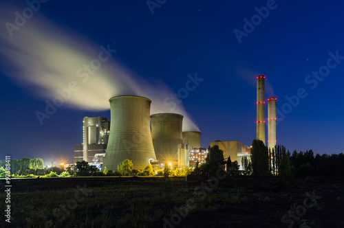 Coal Power Station At Night