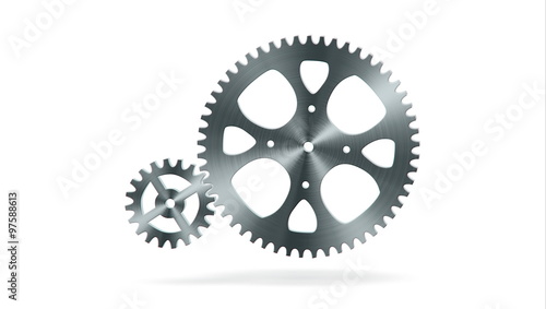 Simple animation of two gear wheels in grey colors