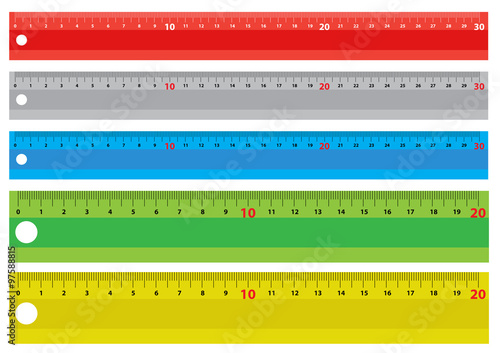 Set of colorful rulers