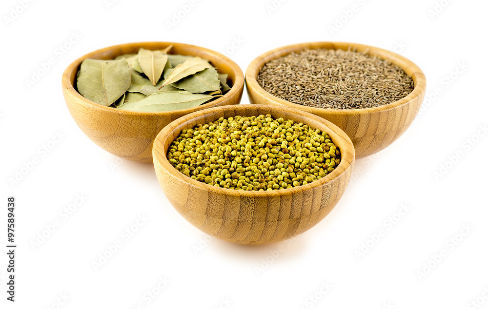 Mixed spice combination with coriander pods Mixed spice combination with coriander pods