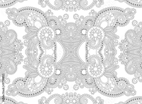 unique coloring book page for adults - flower paisley design