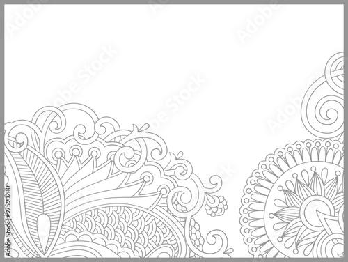 unique coloring book page for adults - flower paisley design