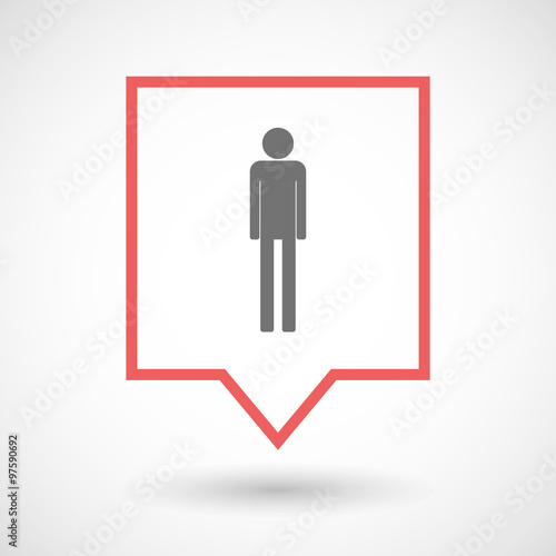 Isolated tooltip line art icon with a male pictogram