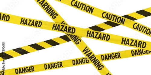 Overlapping Caution, Warning, Danger and Hazard Tape Background photo