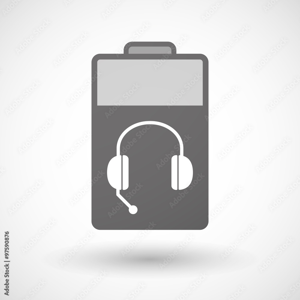 Isolated battery icon with a hands free phone device Isolated battery icon with a hands free phone device