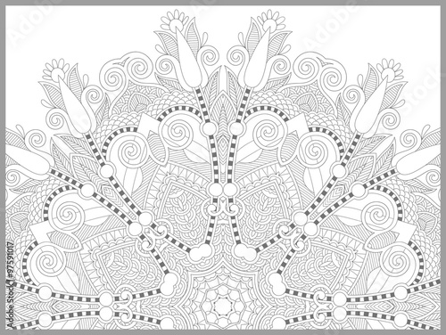 unique coloring book page for adults - flower paisley design