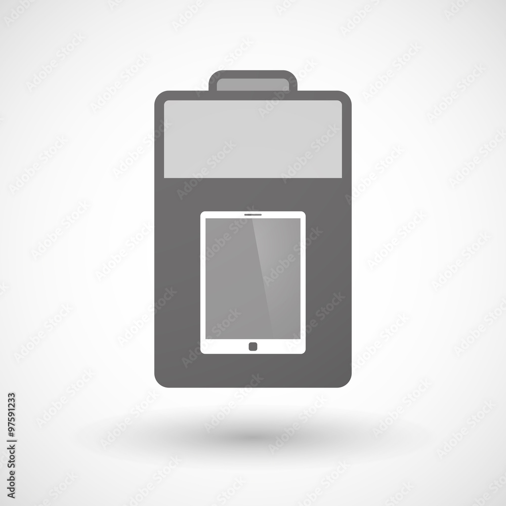Isolated battery icon with a tablet computer Isolated battery icon with a tablet computer