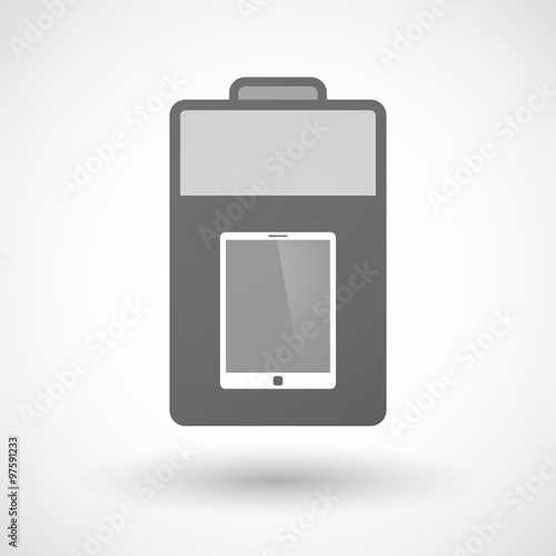 Isolated battery icon with a tablet computer