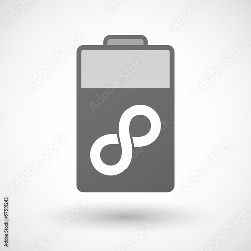 Isolated battery icon with an infinite sign