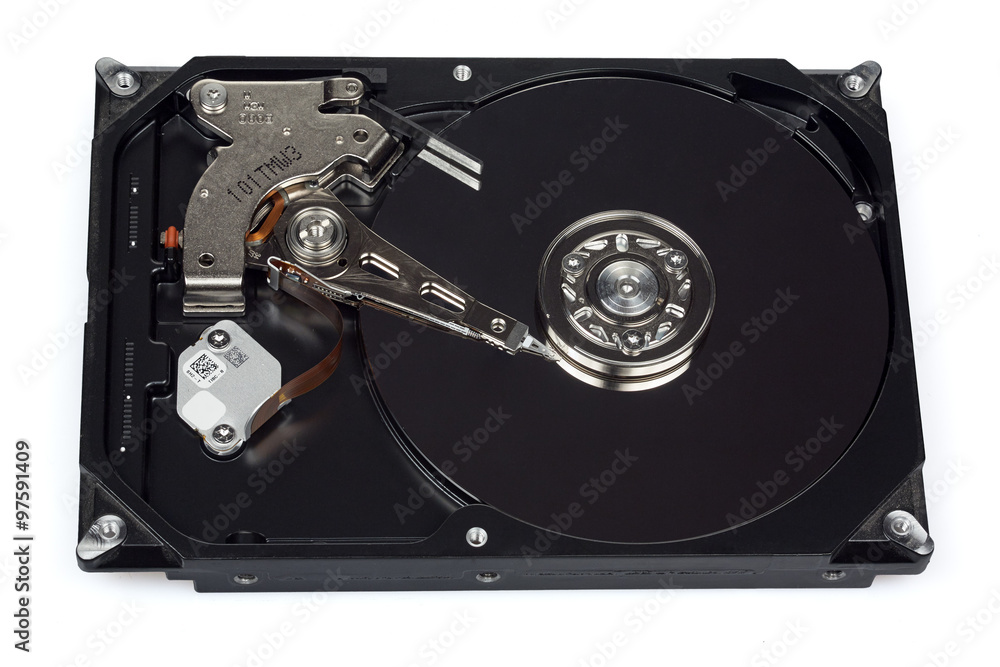 Hard disk drive internal components isolated on white background Hard disk drive internal components isolated on white background